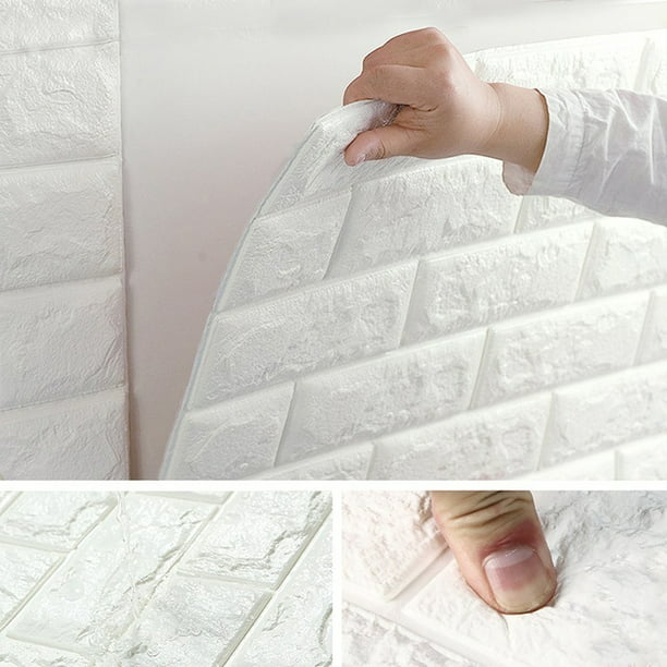 uyoyous 3D Wall Panels 10Pcs 3D Brick Peel Grey Printable 3D Wallpaper Stick Brick 30 x 28 Inch Foam Floor Tile Panels for Bedroom Kitchen Fireplace TV Wall Decoration… Bathroom 